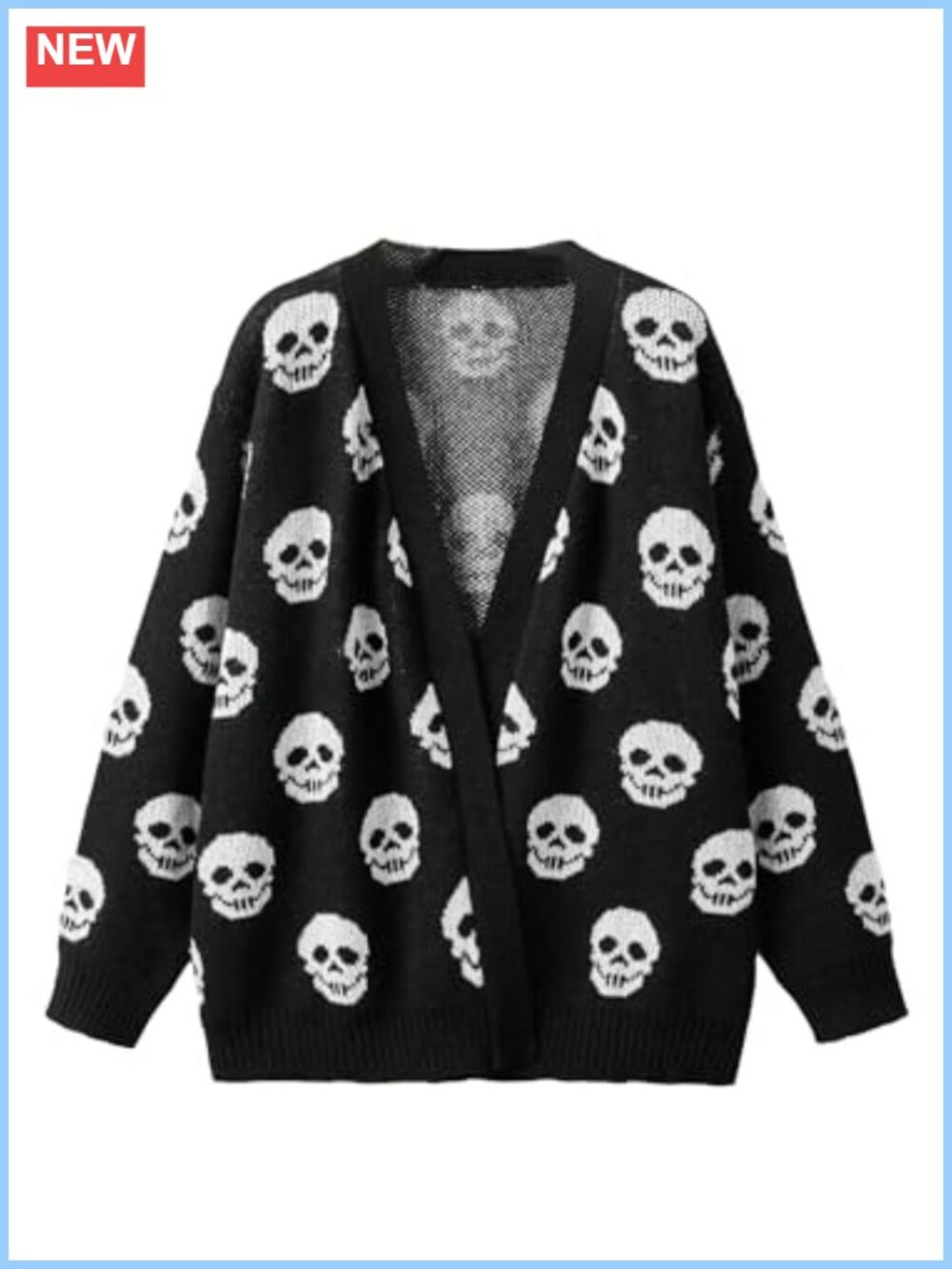 Plus Size Skeleton Skull Halloween Open Front Cardigan Sweater